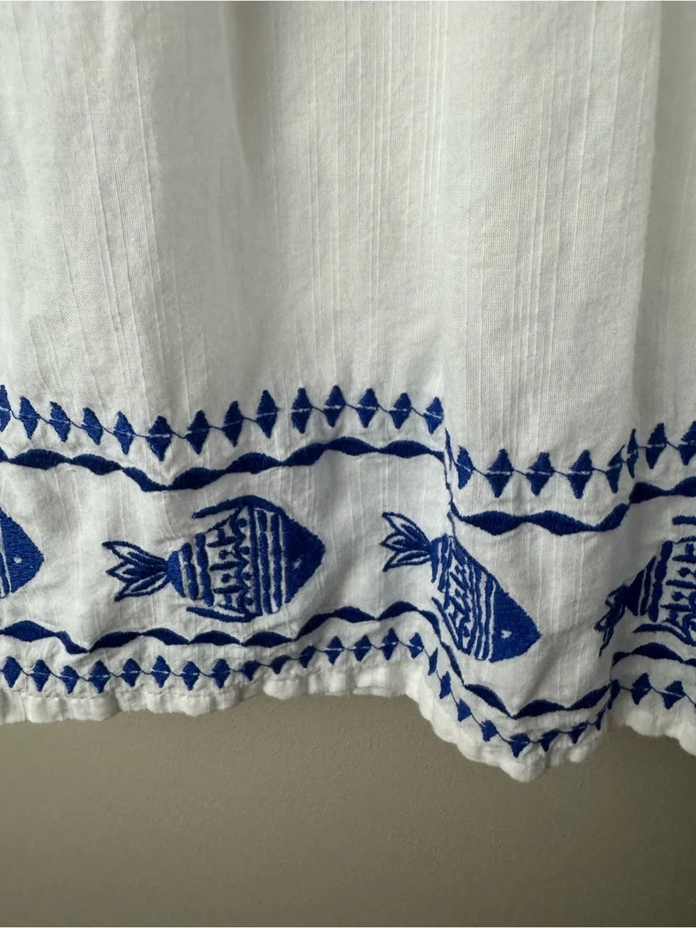 Gymboree White Cotton Dress With Embroidered Fish Beach Summer Resort Size 12